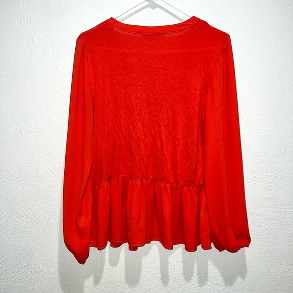 Loft Red Long Sleeve Blouse Top - Picture 4 of 7